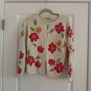 Floral Knit Cardigan Sweater
